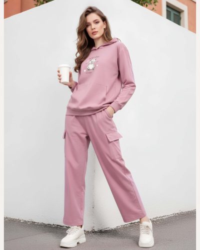 WEET Cotton Hoodie & Cargo Pocket Tracksuit | Women Tracksuit Activewear Set