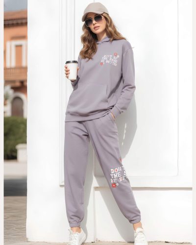Weet Women's Grey Full-Sleeve Tracksuit – Sweatshirt and Joggers Set