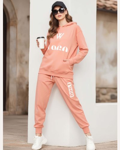 Weet Women's Peach Full-Sleeve Tracksuit – Sweatshirt & Joggers Set
