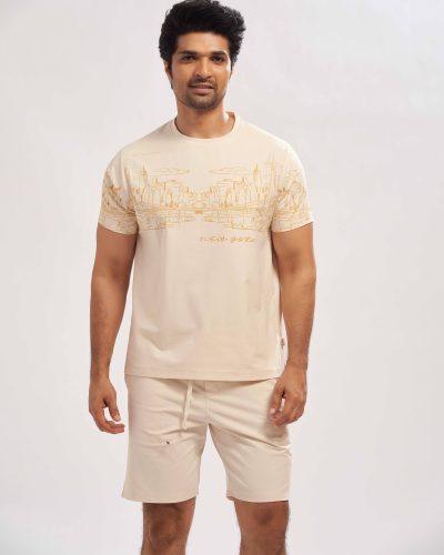 WEET Cotton T-Shirt and Shorts Set for Men,Night Wear for Men,Men's Pyjama Set 183B