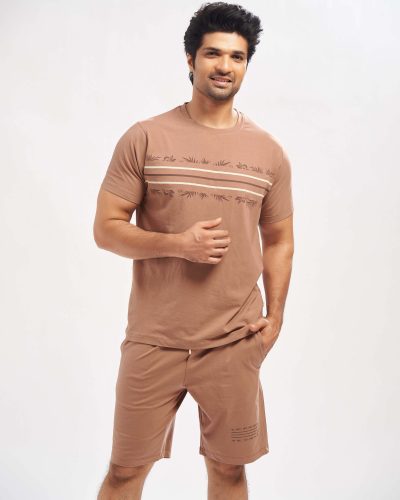 WEET Cotton T-Shirt and Shorts Set for Men,Night Wear for Men,Men's Pyjama Set 184