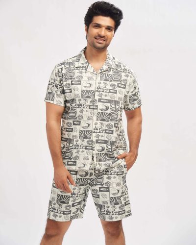 WEET Men's Printed Co-ord Set | Night Suit for Men 177