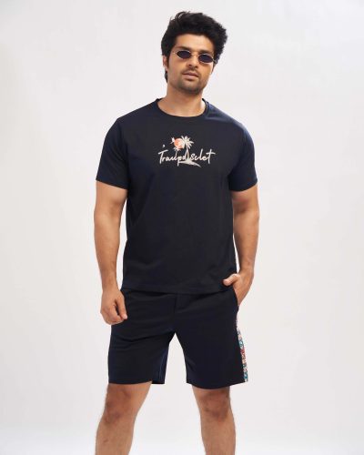 WEET Cotton T-Shirt and Shorts Set for Men,Night Wear for Men,Men's Pyjama Set 182B