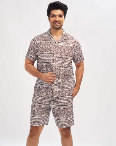 WEET Men's Printed Co-ord Set Night Suit for Men 176B