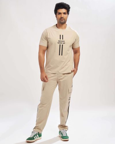 WEET Cotton Round Neck Pyjama Set for Men's Half Sleeve T-Shirt and Cargo Pant 161b