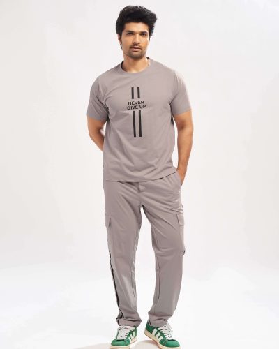 WEET Cotton Round Neck Pyjama Set for Men's Half Sleeve T-Shirt and Cargo Pant 161