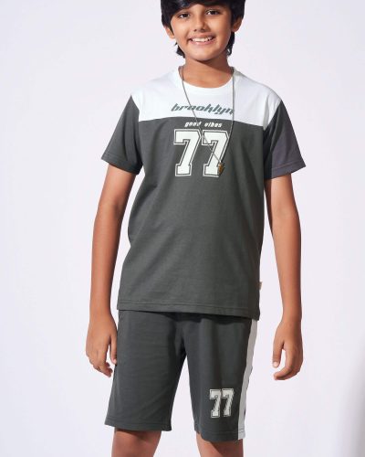 Boys Cotton T-Shirt and Shorts Set | Printed Nightsuit & Casual Coord for boys 8213b