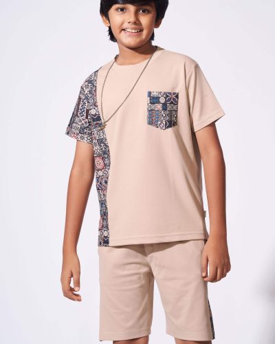 Boys Cotton T-Shirt with Pocket and Shorts Night Suit| Printed Nightsuit & Casual Coord for boys - 8215