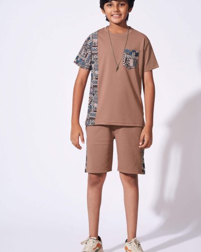 Boys Cotton T-Shirt with Pocket and Shorts Night Suit| Casual Coord for boys - 8215B